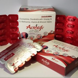 ACTOLIFE - Glucosamine, Chondroitin, Ginseng, Vitamin C, Calcium, DL-Methionine, Folic Acid & Vitamin D3 Tablets